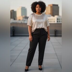 Altar'd State Sequin Crew Neck Top in Champagne Sz XL. EUC